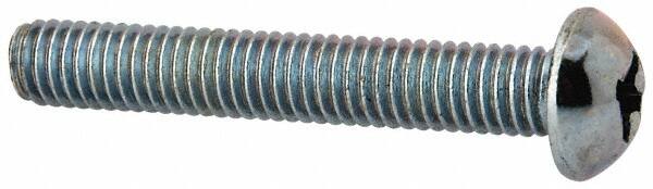 Value Collection - #10-32 UNF, 1-1/4" Length Under Head Phillips Drive Machine Screw - Round Head, Grade 2 Steel, Zinc-Plated Finish, Without Washer - Exact Tooling