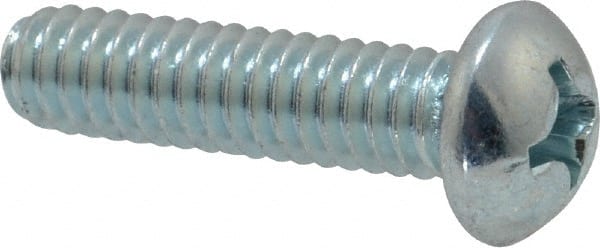 Value Collection - 1/4-20 UNC, 1" Length Under Head Phillips Drive Machine Screw - Round Head, Grade 2 Steel, Zinc-Plated Finish, Without Washer - Exact Tooling
