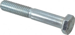 Made in USA - 3/8-16 UNC, 2-1/4" Length Under Head Hex Head Cap Screw - Partially Threaded, Grade 5 Steel, Zinc-Plated Finish, 9/16" Hex - Exact Tooling
