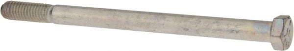 Made in USA - 3/8-16 UNC, 5-1/2" Length Under Head Hex Head Cap Screw - Partially Threaded, Grade 5 Steel, Zinc-Plated Finish, 9/16" Hex - Exact Tooling