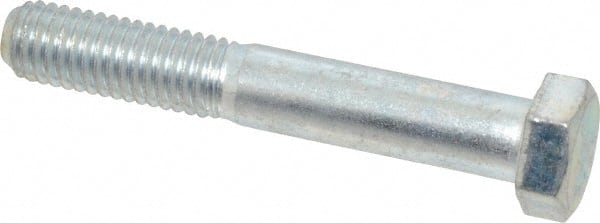 Made in USA - 1/2-13 UNC, 3-1/4" Length Under Head Hex Head Cap Screw - Partially Threaded, Grade 5 Steel, Zinc-Plated Finish, 3/4" Hex - Exact Tooling