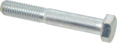 Made in USA - 1/2-13 UNC, 3-1/4" Length Under Head Hex Head Cap Screw - Partially Threaded, Grade 5 Steel, Zinc-Plated Finish, 3/4" Hex - Exact Tooling