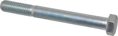 Made in USA - 1/2-13 UNC, 4-1/2" Length Under Head Hex Head Cap Screw - Partially Threaded, Grade 5 Steel, Zinc-Plated Finish, 3/4" Hex - Exact Tooling