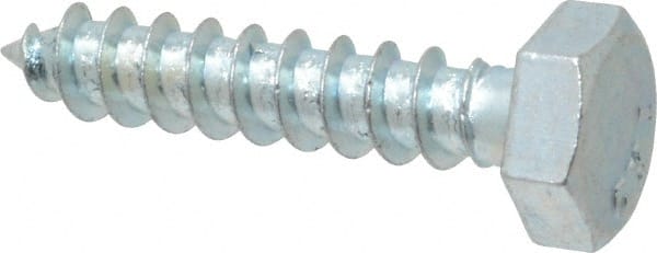 Value Collection - 1/4" Screw, 1-1/4" Length Under Head, Steel, Hex Head Lag Screw - Zinc Plated, Grade 2 - Exact Tooling