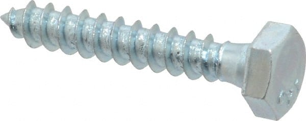 Value Collection - 1/4" Screw, 1-1/2" Length Under Head, Steel, Hex Head Lag Screw - Zinc Plated, Grade 2 - Exact Tooling