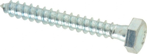 Value Collection - 1/4" Screw, 2" Length Under Head, Steel, Hex Head Lag Screw - Zinc Plated, Grade 2 - Exact Tooling