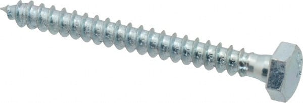 Value Collection - 1/4" Screw, 2-1/2" Length Under Head, Steel, Hex Head Lag Screw - Zinc Plated, Grade 2 - Exact Tooling