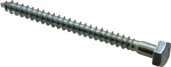 Value Collection - 1/4" Screw, 3" Length Under Head, Steel, Hex Head Lag Screw - Zinc Plated, Grade 2 - Exact Tooling