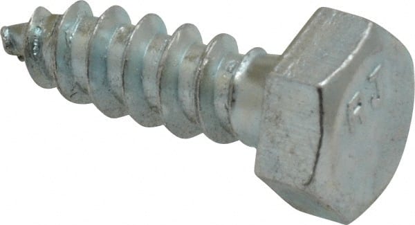 Value Collection - 5/16" Screw, 1" Length Under Head, Steel, Hex Head Lag Screw - Zinc Plated, Grade 2 - Exact Tooling