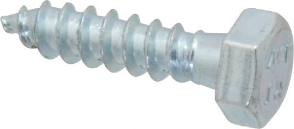 Value Collection - 5/16" Screw, 1-1/4" Length Under Head, Steel, Hex Head Lag Screw - Zinc Plated, Grade 2 - Exact Tooling