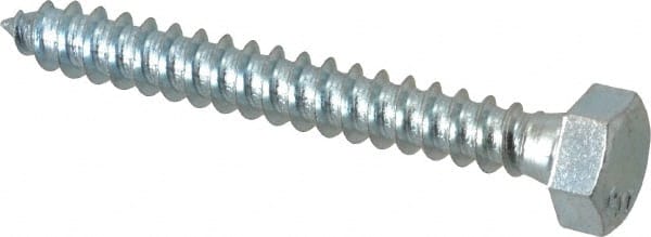Value Collection - 5/16" Screw, 2-1/2" Length Under Head, Steel, Hex Head Lag Screw - Zinc Plated, Grade 2 - Exact Tooling
