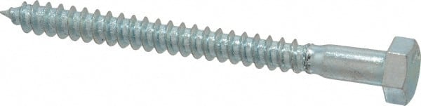 Value Collection - 5/16" Screw, 3-1/2" Length Under Head, Steel, Hex Head Lag Screw - Zinc Plated, Grade 2 - Exact Tooling