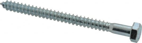 Value Collection - 5/16" Screw, 4" Length Under Head, Steel, Hex Head Lag Screw - Zinc Plated, Grade 2 - Exact Tooling
