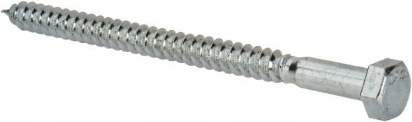 Value Collection - 5/16" Screw, 4-1/2" Length Under Head, Steel, Hex Head Lag Screw - Zinc Plated, Grade 2 - Exact Tooling