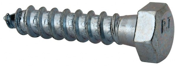 Value Collection - 3/8" Screw, 1-3/4" Length Under Head, Steel, Hex Head Lag Screw - Zinc Plated, Grade 2 - Exact Tooling