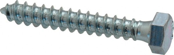 Value Collection - 3/8" Screw, 2-1/2" Length Under Head, Steel, Hex Head Lag Screw - Zinc Plated, Grade 2 - Exact Tooling