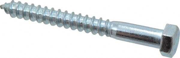 Value Collection - 3/8" Screw, 3-1/2" Length Under Head, Steel, Hex Head Lag Screw - Zinc Plated, Grade 2 - Exact Tooling