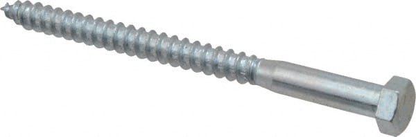 Value Collection - 3/8" Screw, 5" Length Under Head, Steel, Hex Head Lag Screw - Zinc Plated, Grade 2 - Exact Tooling