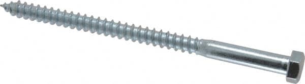 Value Collection - 3/8" Screw, 6" Length Under Head, Steel, Hex Head Lag Screw - Zinc Plated, Grade 2 - Exact Tooling
