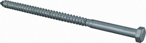 Value Collection - 3/8" Screw, 7" Length Under Head, Steel, Hex Head Lag Screw - Zinc Plated, Grade 2 - Exact Tooling