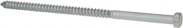 Value Collection - 3/8" Screw, 8" Length Under Head, Steel, Hex Head Lag Screw - Zinc Plated, Grade 2 - Exact Tooling