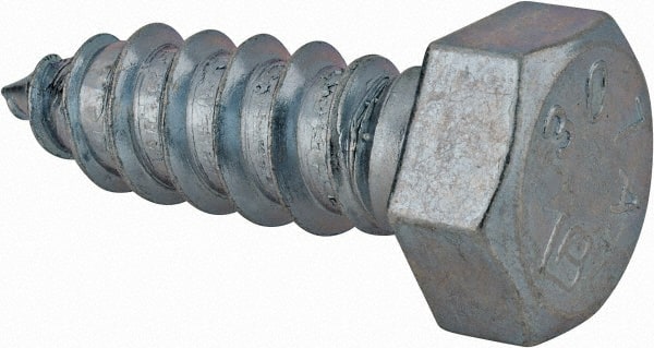 Value Collection - 1/2" Screw, 1-1/2" Length Under Head, Steel, Hex Head Lag Screw - Zinc Plated, Grade 2 - Exact Tooling