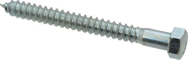 Value Collection - 1/2" Screw, 5" Length Under Head, Steel, Hex Head Lag Screw - Zinc Plated, Grade 2 - Exact Tooling