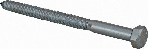 Value Collection - 1/2" Screw, 7" Length Under Head, Steel, Hex Head Lag Screw - Zinc Plated, Grade 2 - Exact Tooling