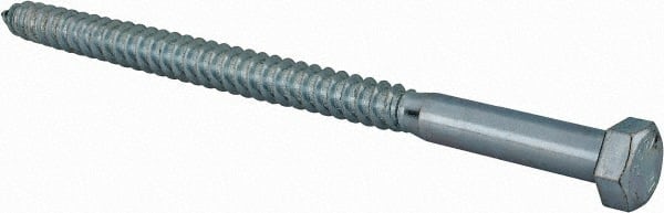 Value Collection - 1/2" Screw, 8" Length Under Head, Steel, Hex Head Lag Screw - Zinc Plated, Grade 2 - Exact Tooling