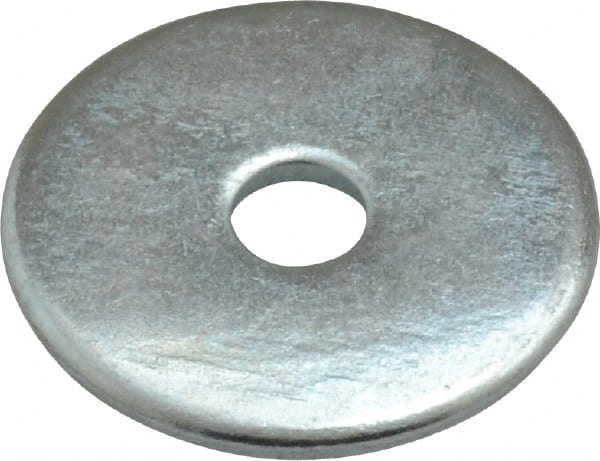 Value Collection - #10 Screw, Steel Fender Flat Washer - 3/16" ID x 1" OD, 0.047" Thick, Zinc-Plated Finish - Exact Tooling
