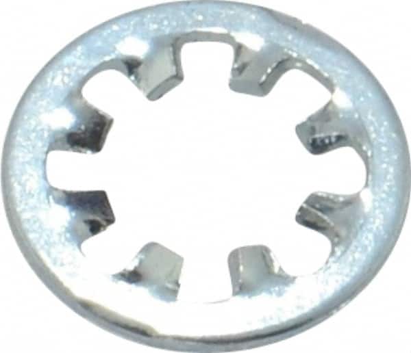 Value Collection - #8 Screw, 0.176" ID, Steel Internal Tooth Lock Washer - 0.34" OD, Zinc-Plated, Grade 2 - Exact Tooling
