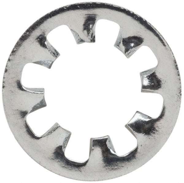 Value Collection - #10 Screw, 0.204" ID, Steel Internal Tooth Lock Washer - 0.381" OD, Zinc-Plated, Grade 2 - Exact Tooling