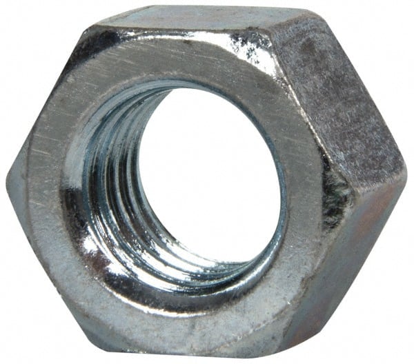 Value Collection - 1/2-13 UNC Steel Right Hand Hex Nut - 3/4" Across Flats, 7/16" High, Zinc-Plated Finish - Exact Tooling