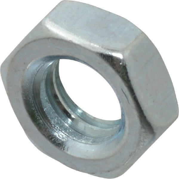 Value Collection - 5/16-18 UNC Steel Right Hand Hex Jam Nut - 1/2" Across Flats, 3/16" High, Zinc-Plated Finish - Exact Tooling