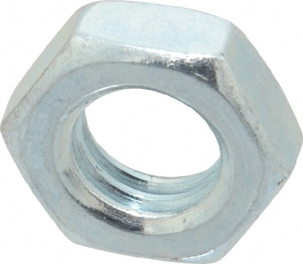 Value Collection - 7/16-14 UNC Steel Right Hand Hex Jam Nut - 11/16" Across Flats, 1/4" High, Zinc-Plated Finish - Exact Tooling