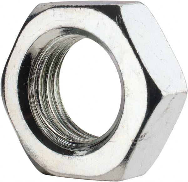 Value Collection - 7/8-9 UNC Steel Right Hand Hex Jam Nut - 1-5/16" Across Flats, 0.4844" High, Zinc-Plated Finish - Exact Tooling