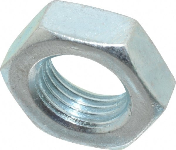 Value Collection - 9/16-18 UNF Steel Right Hand Hex Jam Nut - 7/8" Across Flats, 5/16" High, Zinc-Plated Finish - Exact Tooling