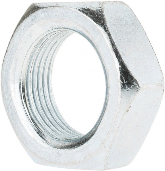 Value Collection - 1-14 UNF Steel Right Hand Hex Jam Nut - 1-1/2" Across Flats, 0.5469" High, Zinc-Plated Finish - Exact Tooling