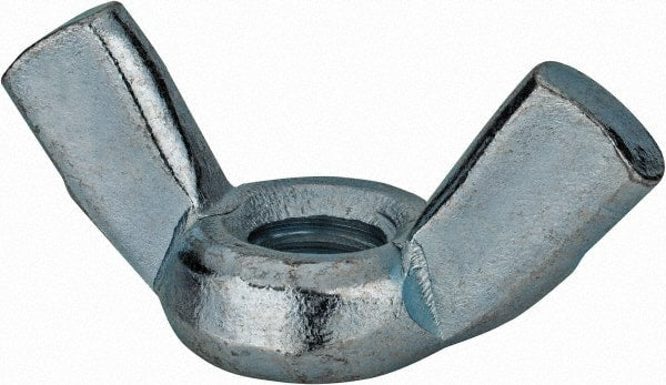 Value Collection - 7/16-14 UNC, Zinc Plated, Steel Standard Wing Nut - 1.94" Wing Span, 1" Wing Span - Exact Tooling