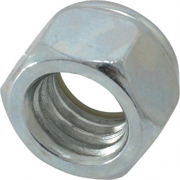 Value Collection - 7/16-14 UNC Grade 2 Hex Lock Nut with Nylon Insert - 11/16" Width Across Flats, 15/32" High, Zinc-Plated Finish - Exact Tooling