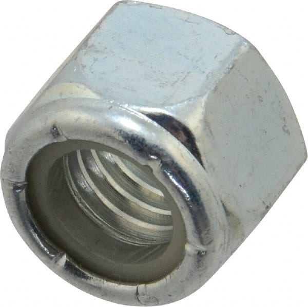 Value Collection - 1/2-13 UNC Grade 2 Hex Lock Nut with Nylon Insert - 3/4" Width Across Flats, 39/64" High, Zinc-Plated Finish - Exact Tooling