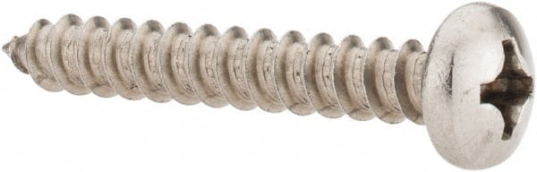 Value Collection - #12 Pan Head Phillips Sheet Metal Screw - Stainless Steel, 1-1/2" Length Under Head, Grade 18-8 - Exact Tooling