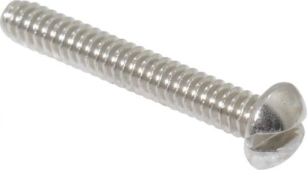 Value Collection - #4-40 UNC, 3/4" Length Under Head Slotted Drive Machine Screw - Round Head, Grade 18-8 Stainless Steel, Uncoated, Without Washer - Exact Tooling