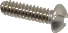 Value Collection - #6-32 UNC, 1/2" Length Under Head Slotted Drive Machine Screw - Round Head, Grade 18-8 Stainless Steel, Uncoated, Without Washer - Exact Tooling