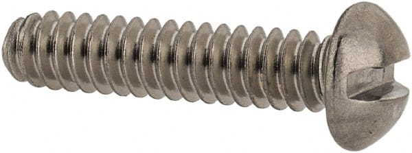 Value Collection - #6-32 UNC, 5/8" Length Under Head Slotted Drive Machine Screw - Round Head, Grade 18-8 Stainless Steel, Uncoated, Without Washer - Exact Tooling
