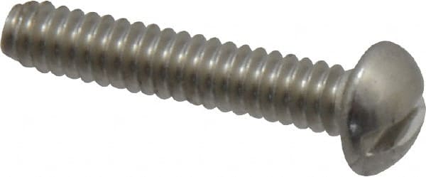 Value Collection - #6-32 UNC, 3/4" Length Under Head Slotted Drive Machine Screw - Round Head, Grade 18-8 Stainless Steel, Uncoated, Without Washer - Exact Tooling