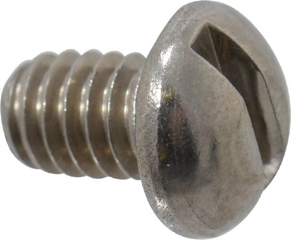 Value Collection - #8-32 UNC, 1/4" Length Under Head Slotted Drive Machine Screw - Round Head, Grade 18-8 Stainless Steel, Uncoated, Without Washer - Exact Tooling