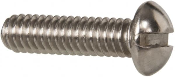 Value Collection - #8-32 UNC, 5/8" Length Under Head Slotted Drive Machine Screw - Round Head, Grade 18-8 Stainless Steel, Uncoated, Without Washer - Exact Tooling