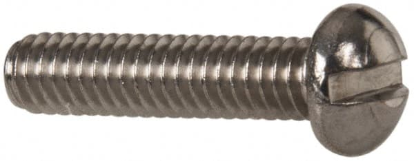 Value Collection - #8-32 UNC, 3/4" Length Under Head Slotted Drive Machine Screw - Round Head, Grade 18-8 Stainless Steel, Uncoated, Without Washer - Exact Tooling