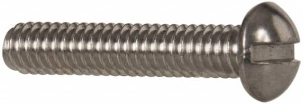 Value Collection - #8-32 UNC, 7/8" Length Under Head Slotted Drive Machine Screw - Round Head, Grade 18-8 Stainless Steel, Uncoated, Without Washer - Exact Tooling